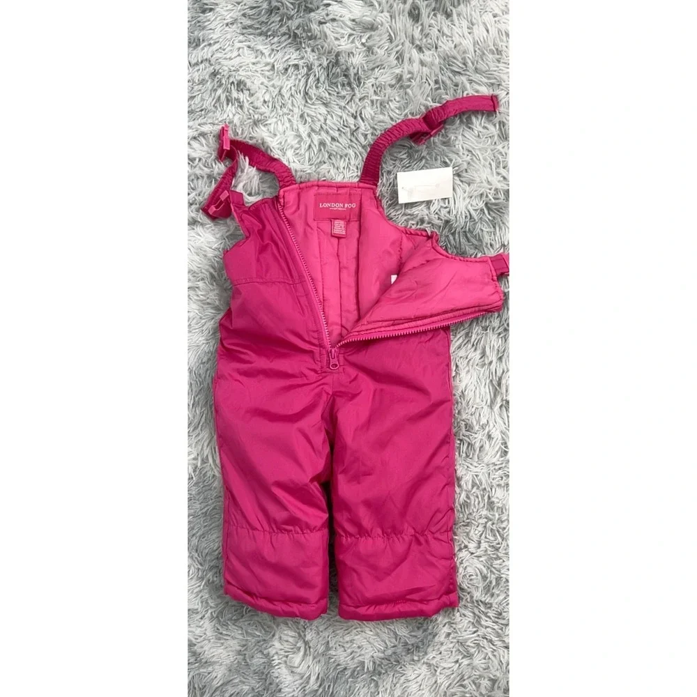 London Fog Baby Girls Pink Winter Snow Bib Overalls Ski Pants Size 12M